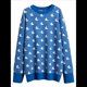 thumbnail image 3 of Suéter de Larga para Mujer, Suéteres Cortos de Gran Tamaño de Otoño, Tops de Punto con Cuello Redondo y Estampado de Velero Informal Azul L, 3 of 7