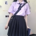 thumbnail image 6 of Female Fashion School Uniform Solid Pleated Academic Style Casual Skirt Dress, 6 of 6