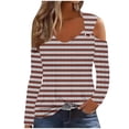 thumbnail image 2 of RXIRUCGD Chemise Décontractée à Rayures à Manches Longues pour Femmes, Marron, Taille : m, 2 of 5