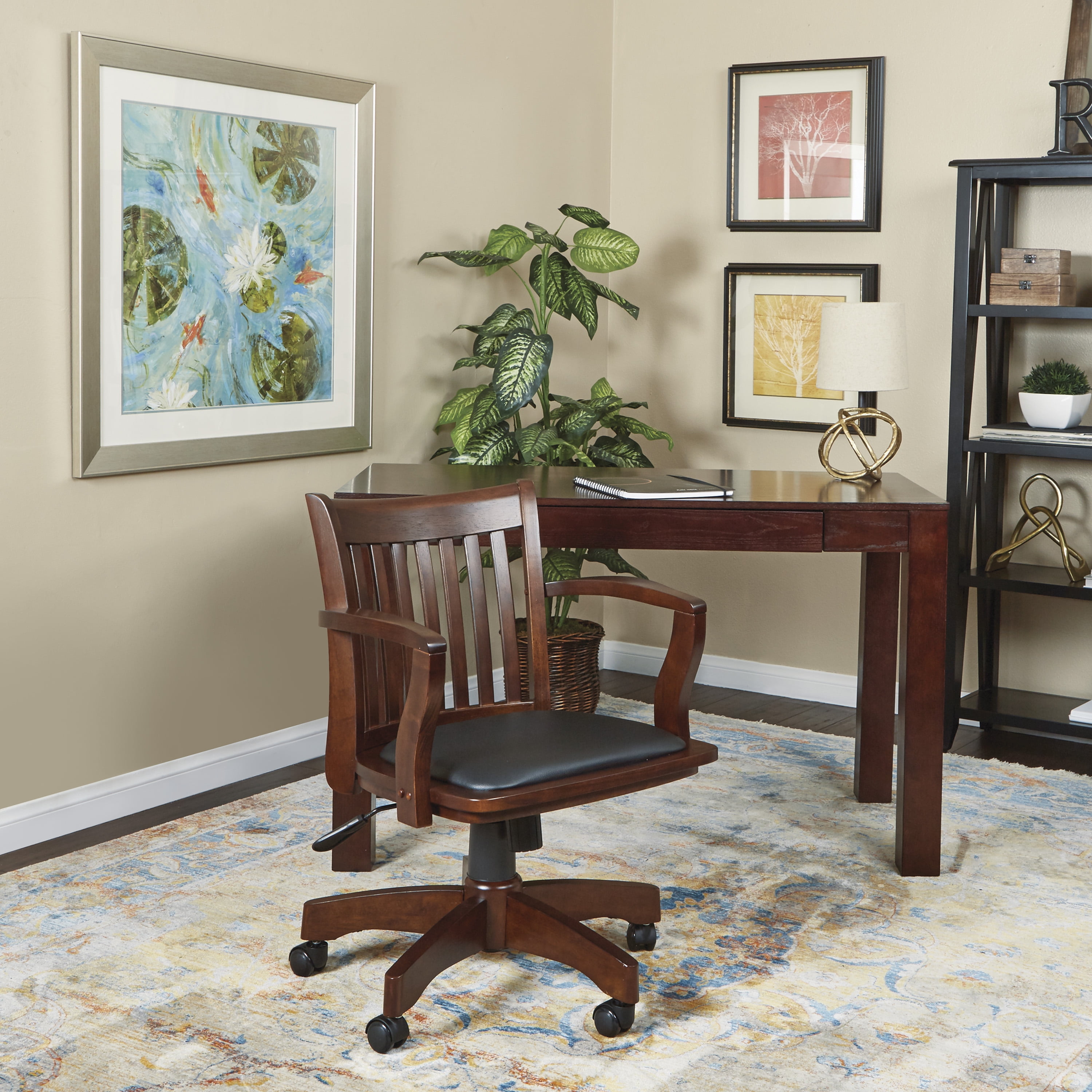 Photo 1 of Deluxe Wood Banker's Chair Padded Seat with Base Espresso - OSP Home Furnishings