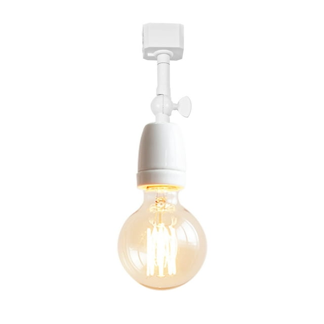 FSLiving Retro Vintage Design E26/E27 Ceramics Mini White Base Adjusted Titl Angle Rotated J System Track Head Lighting for Gallery Loft Kitchen Farmhouse(No Bulb & No Track) - 1 Pack