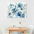 thumbnail image 2 of Nawypu Flower Canvas Wall Art Blue Floral Canvas Painting Pictures for Gallery Wall Decor Butterfly Flies in Indigo Flowers Canvas Prints Artwork for Living Room Bedroom Home Wall Decorations, 2 of 6