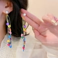 thumbnail image 4 of Colorful Safety Pins Threader Dangle Earrings Sterling Silver Pins Stars Tassel Drop Statement Earrings Pearl Studs for Women, 4 of 7