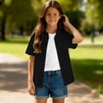 thumbnail image 4 of Toddler Boys Summer Clothes Short Sleeve Button Down Dress Shirts Kids Collar Plain School, 4 of 8