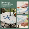 thumbnail image 5 of Round Outdoor Tablecloth with Umbrella Hole and Zipper, Navy Blue Beige Starfish Tablecloth with Elastic Waterproof, Coastal Summer Beach Vintage Patio Table Covers for 55" - 60" Picnic Pool Tables, 5 of 9