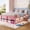 Pink+White, variant on Mintazer Modern Full Size Bed with Bookshelf and 3 Open Cubbies & Drawer, Platform Bed Frame with LED Light for Kids Bedroom, Natural & White