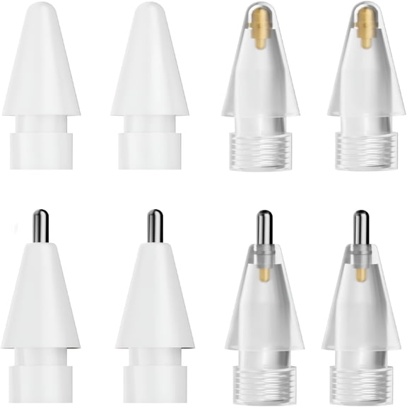 GJX 8 Pack Replacement Pencil Tips , Compatible with Pencil 1st/2nd Generation, Wear-Resistant Stylus Tips, Plastic & l Options