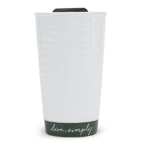 Lighthouse Live Simply Textured Green 12 ounce Ceramic Travel Tumbler Mug