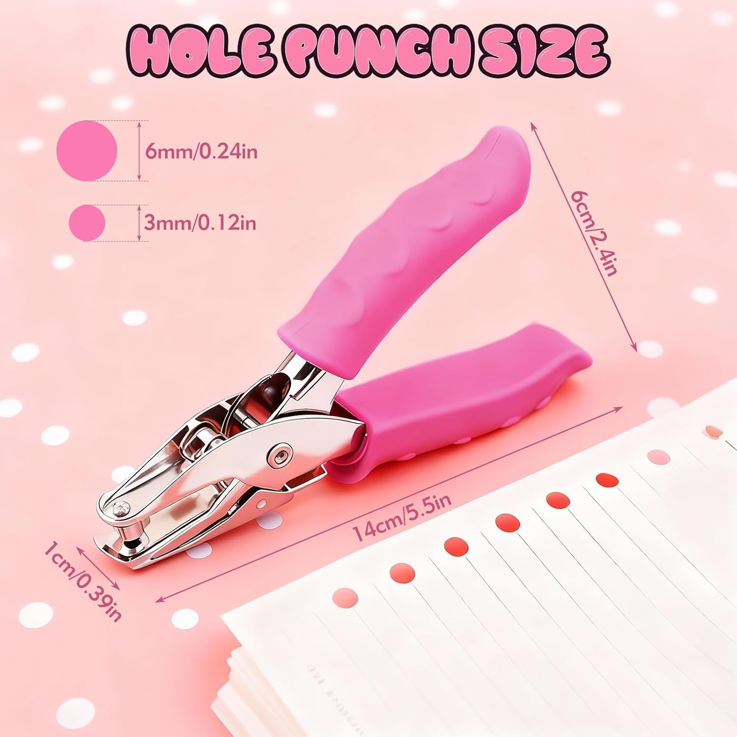 Single Hole Punch, 2 Pcs Hole Puncher with Soft Grip for Home, Office and Classroom, Handheld Circle Paper Punch for Crafts, Scrapbooks, Tags, Tickets
