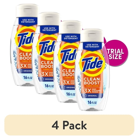(4 pack) Tide Clean Boost Fabric Softener Rinse, Removes Odors and Residues, Original Scent, 16 fl oz
