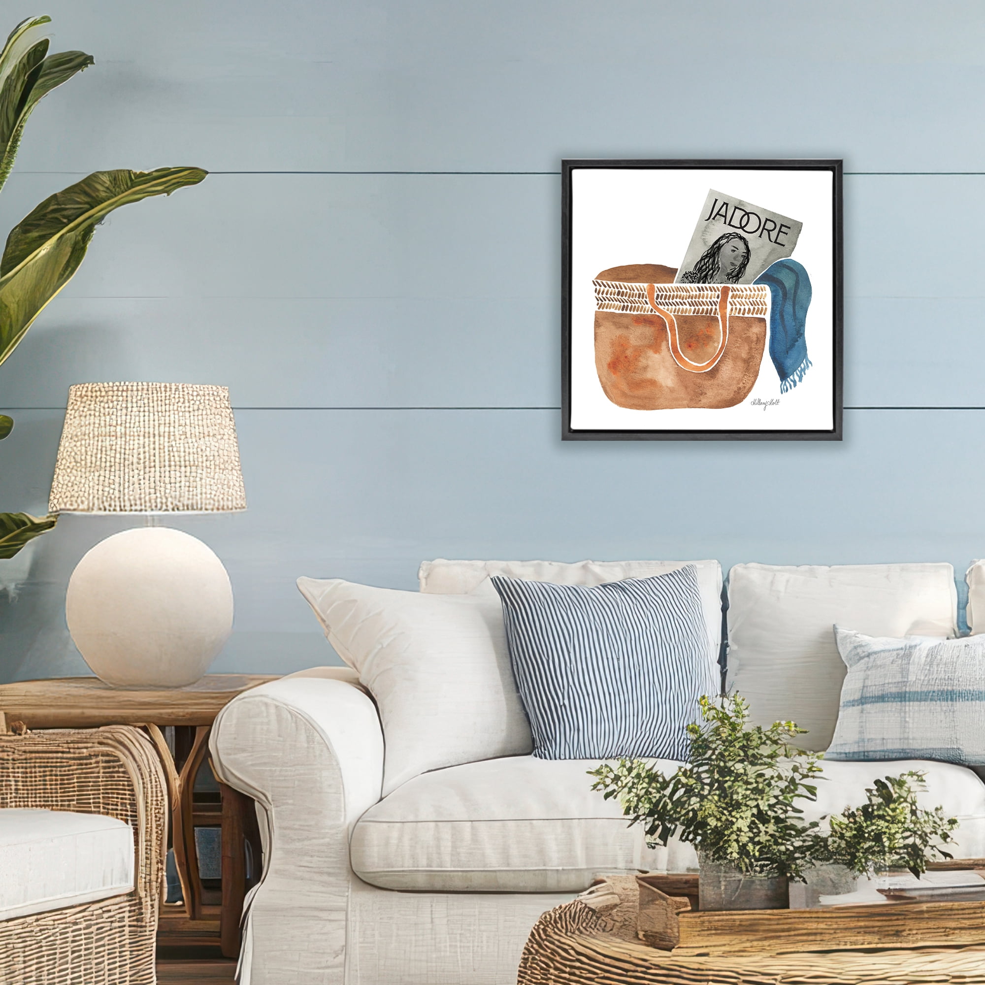 Stupell Industries Tote & Fashion Magazine Black Framed Floater Canvas Wall Art, design by Hillary Holt