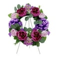 thumbnail image 4 of Mainstays 17in Outdoor Artificial Polyester Peony Wreath, Purple Color., 4 of 8