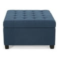 thumbnail image 4 of Noble House Willa Contemporary Tufted Fabric Storage Ottoman, Navy Blue, Dark Brown, 4 of 9