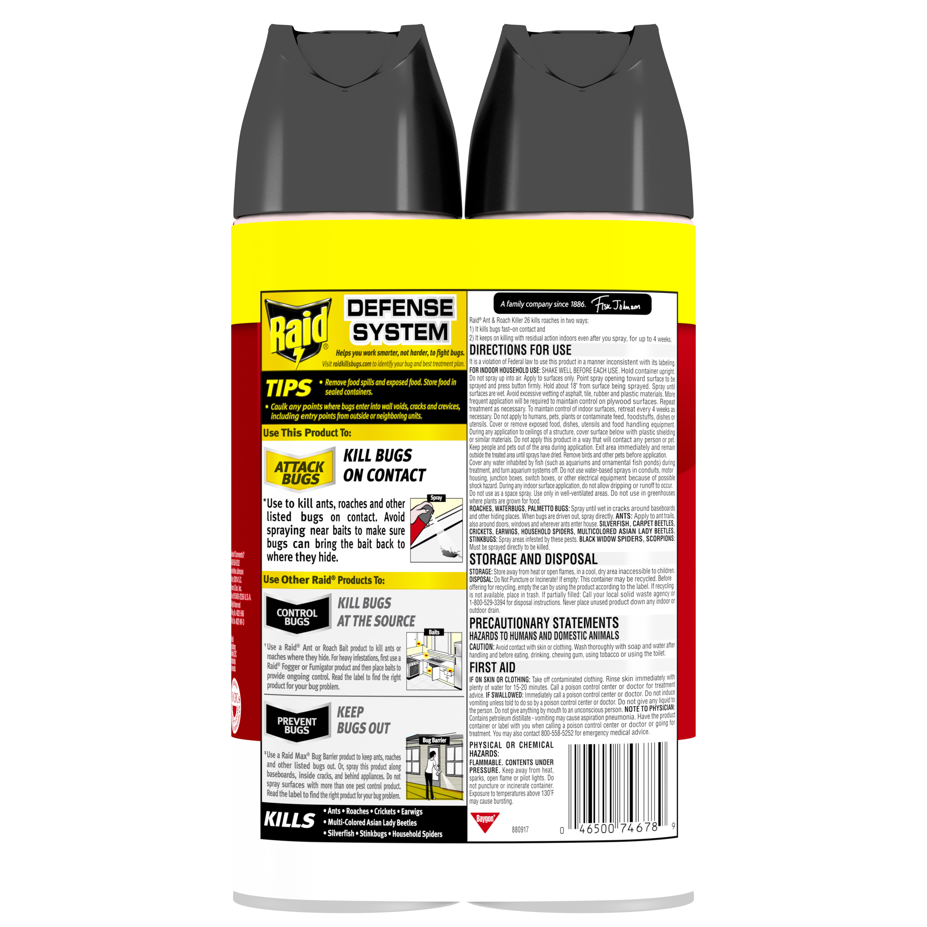 Raid®  Ant & Roach Killer 26, Fragrance-Free Bug Spray, 17.5 fl oz, 2 ct - image 3 of 13