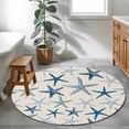 thumbnail image 3 of Navy Blue Starfish Round Area Rug 3.3Ft Washable Circle Rugs for Dining Room Table, Coastal Summer Beach Ocean Rustic Non-Slip Carpet Floor Mats Indoor Outdoor Carpet Runner Aesthetic Home Decor, 3 of 8