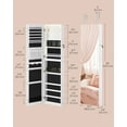 thumbnail image 6 of SONGMICS 55in Tall Spacious Jewelry Cabinet Jewelry Armoire with Light-Up Interior Mirror Wall or Door Mounted Jewelry Storage Organizer MDF Cloud White, 6 of 8
