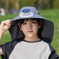 thumbnail image 2 of Kids Solar Fan Hat with Wide Brim for Sun Lightweight Cap for Outdoor Activities Adjustable Breathable Design for Boys and Girls Ages 3-12,Color:Dark Gray, 2 of 4