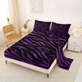 thumbnail image 2 of Homewish Zebra Print Bed Sheets, Black Purple Full Size Sheets, Animal Theme Decor, 4pcs (1 Flat Sheet, 1 Fitted Sheet and 2 Pillowcases), 2 of 6