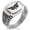 Silver, variant on Stainless Steel Athena Greek Goddess of Wisdom CZ Ribbed Needle Stripe Pattern Biker Style Polished Ring