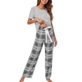 thumbnail image 1 of Oucaili Ropa de dormir para mujer, ropa de dormir con cintura elástica, ropa de dormir con cordón, conjuntos de pijamas holgados para mujer, conjunto de salón para dormir, 1 of 3