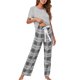 thumbnail image 1 of UKAP Ropa de descanso para mujer, ropa de dormir con cintura elástica, cordón de dos piezas, ropa de dormir, Pjs, Top y pantalón holgados con cuello redondo para mujer, 1 of 3