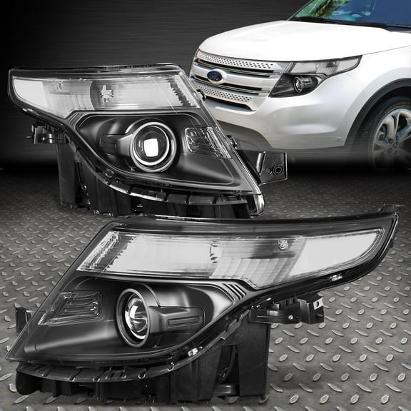 NUVISION for 11-15 Ford Explorer Projector Headlights Black Housing Clear Corner