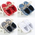 thumbnail image 4 of Douhoow Newborn Girl Boy Denim Shoes Casual Soft Sole Infant Solid Lace Up Shoes Prewalkers, 4 of 4