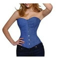 thumbnail image 2 of Push up Corset Tops Plus Size, Womens Renaissance Corset Tops Vintage Push up Overbust Corsets Bodyshaper Boned Bustier Bodice Shapewear Tops New Style B-3 Navy 3XL, 2 of 5