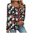 thumbnail image 2 of Utoimkio Women's V Neck Long Sleeve T Shirts Casual Floral Print Tunic Tops Basic Tees Blouses for Women, 2 of 4