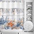 thumbnail image 2 of No Hook Shower Curtain, Blue Coastal Shower Curtains for Bathroom with See Through Top Window, Summer Beach Starfish Weeping Eucalyptus Wooden Waterproof & Washable Bath Curtain Standard 72"x72", 2 of 9