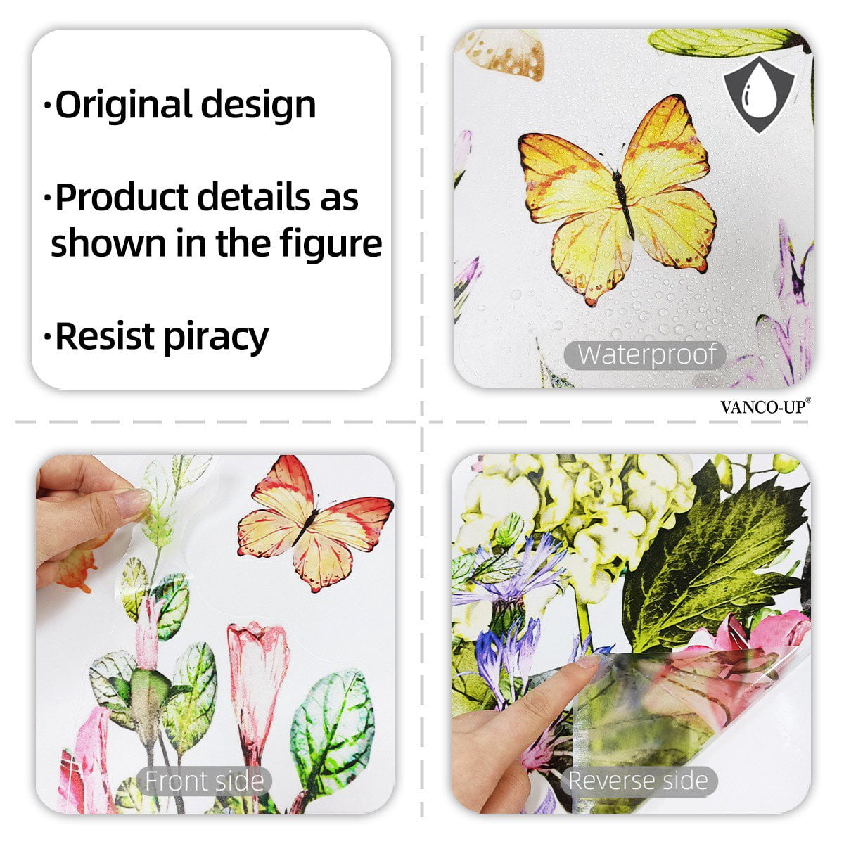 Large Plant Grass Wall Corner Stickers Flower wall stickers Flowers with Butterflies Base Board Skirting Line Wall Decals for Bedroom Living Room Staircase Kitchen
