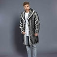 thumbnail image 2 of Lovzfmll Men's Long Fur Coat Plush Trench Shearling Look Button Front Dark Gray, M, 2 of 9