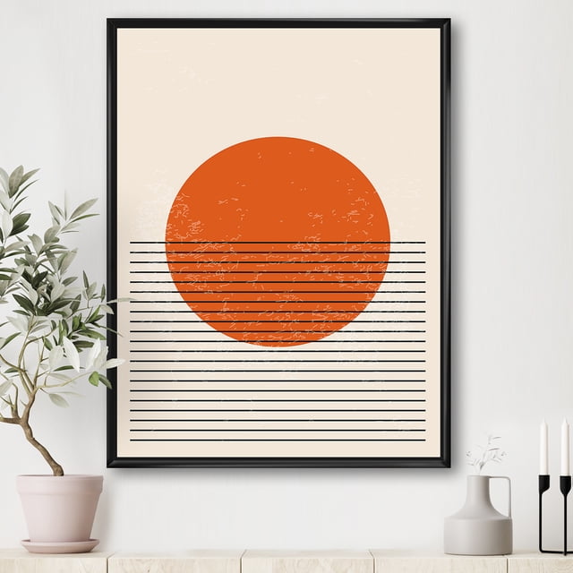 Designart - Minimal Geometric Compostions Of Elementary Forms XIII - Modern Framed Canvas Wall Art Print
