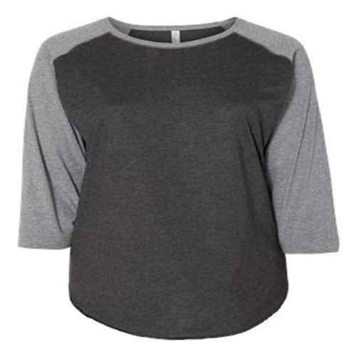 LAT Women's Curvy Collection Baseball Three-Quarter Sleeve Tee