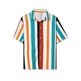 thumbnail image 5 of INSPIRE CHIC Men's Shirts Summer Striped Button Short Sleeve Beach Shirts S Red White Blue, 5 of 6