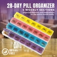 thumbnail image 2 of Monthly Pill Organizer - 28 Day Monthly Pill Planner to Separate Pills & Vitamins Week to Week, Travel Medication Reminder Daily Monday to Sunday Compartments, Case of 40, 2 of 9