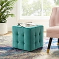 thumbnail image 2 of Contemporary Modern Urban Designer Living Room Lounge Club Lobby Accent Chair Ottoman, Velvet Fabric, Aqua Blue, 2 of 5