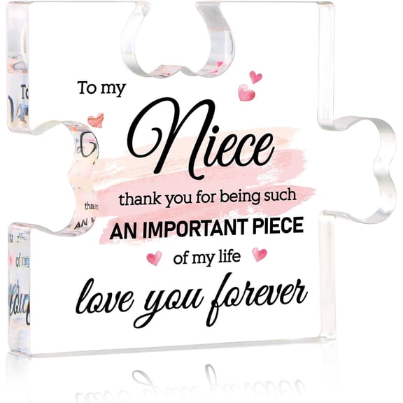 Puzzle Gifts for Niece - 4" x 3.3" Acrylic Puzzle Piece Xmas Decor Niece Gifts from Auntie Uncle Birthday Christmas Decor Gifts for Niece