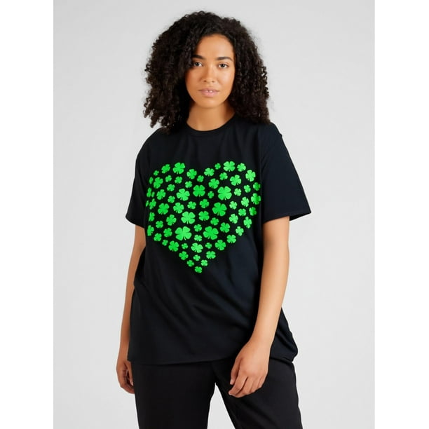 Girls Heart St Patricks Day Shamrock Irish Baby Womens T-Shirt Graphic Tees Short Sleeve Casual Women T Shirts 100% Cotton Tee Shirt Womens Short-Sleeved Funny Printed Women's T-Shirts Summer Tops So
