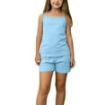 thumbnail image 2 of Girls Cotton 2 Piece Set Light Blue | Kids Kids Tank Top & Elastic Shorts | 4-14 Years Summer Play Outfit, Lounge Pajama Clothes,Size 7-10T, 2 of 5