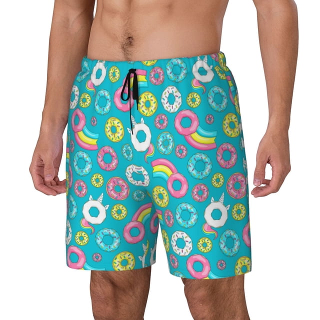 Balery Donut Bañador para hombre, shorts de playa de secado rápido con entrepierna y forro de compresión-Large