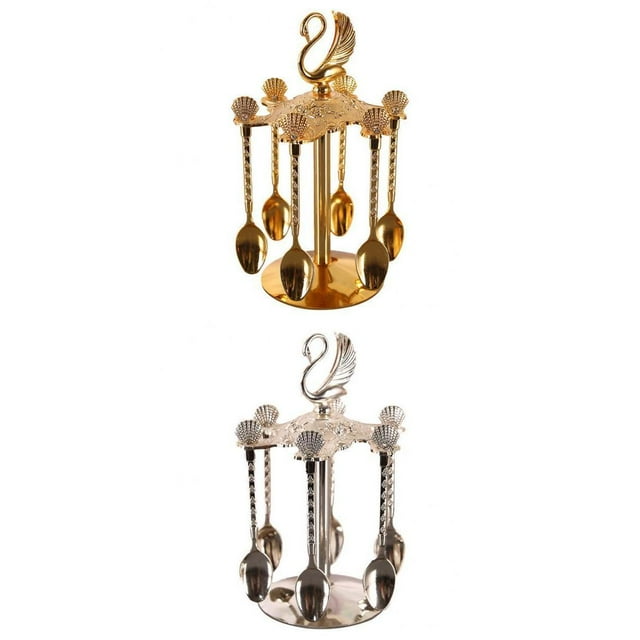 Soporte de cisne creativo de 2 piezas cucharadas de cucharaditas para mezclar de postre con azúcar y azúcar
