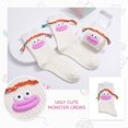 thumbnail image 5 of Cute Cartoon Big Mouth Crew Socks, Colorful Braided Rope Funny Face Casual Cotton Socks, Comfort Soft Daily Wear Mid Calf Socks for Women, 5 of 6