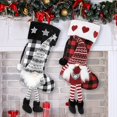 thumbnail image 1 of medias navideñas grandes de peluche en 3D con forma de gnomo XCF cuadros rojos y negros, 1 of 4