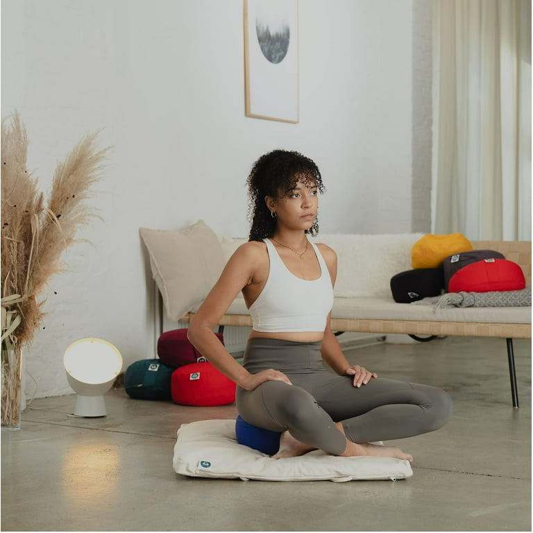 Present Mind Cement Grey Half Moon Zafu Yoga Bolster - Gymnastic &  Meditation Pillow Made in EU with 100% Natural Cotton & Buckwheat Fill