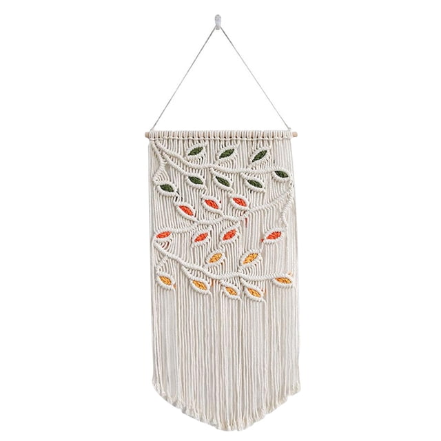 Tapiz colgante de pared de macramé rústico, decoración de oficina con borlas bohemias, divisor de habitación trenzado, arte de pared para apartamento, Estilo A Soledad Macramé Tela decorativa