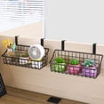 thumbnail image 3 of PYAN-Over Cabinet Door Basket with hook Grid Storage Basket, Kitchen Storage Organizer,Over Cabinet Door Organizer,Hanging it behind a door or on a railing, Small, BLack,2 Pack, 3 of 4