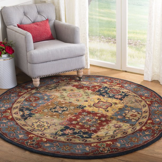 SAFAVIEH Heritage Trudi Traditional Wool Area Rug, Red/Multi, 10' x 10' Round