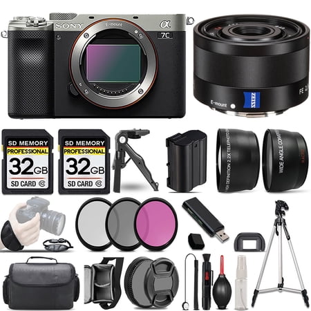 Sony a7C Camera (Silver) +35mm f/2.8 ZA Lens +3 PC Filter +64GB