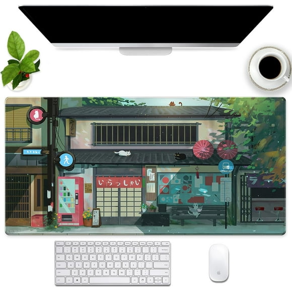 Anime CatCool Dragon Desk Pad Mat Black and White Mouse pad Extra XL Large Gaming Mousepad for Desk 31.5''X15.7'' Keyboard Pad Laptop Computer Mouse Keyboard Mat for Office Desk Decor